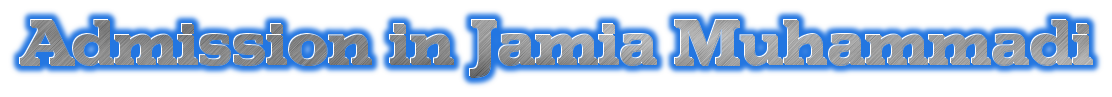 Admission in Jamia Muhammadi